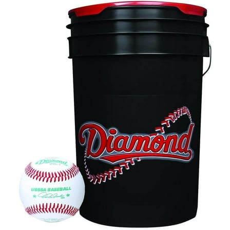 Diamond 6-Gallon Ball Bucket with 30 USSSA DOL-1 Baseballs