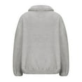 thumbnail image 5 of Uootdi Womens Fuzzy Fleece Tops Oversized Solid Color Standing Collar Haft-Zip Long Sleeve Sweatshirt Casual Loose Fit Pullover Tops with Pocket, 5 of 6