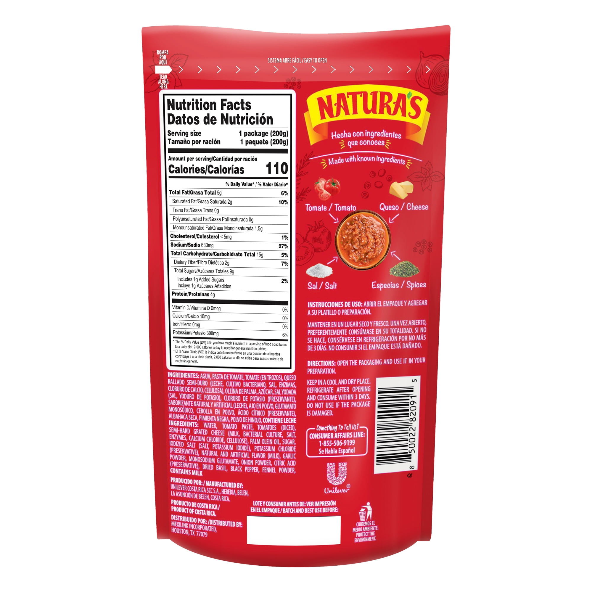 Natura's Tomato Sauce w/Cheese 24/7.1 oz