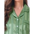 thumbnail image 4 of DARING DIVA Women's Satin Stripe Button Down Pajama Sets XS Bright Green, 4 of 5