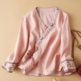 thumbnail image 4 of Pincandy Cotton Linen Tops for Women Summer Casual 3/4 Sleeve T Shirts Lightweight Ethnic Style Embroidery Blouses Tees, 4 of 4