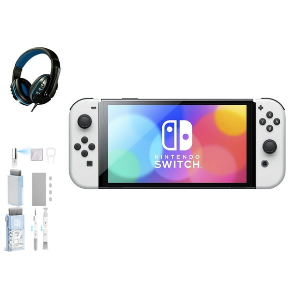 Pre-Owned Nintendo Switch OLED Model White Set with BOLT AXTION Cleaning Kit Headset Bundle ( )