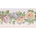 thumbnail image 1 of Yellow Pink Purple Roses on Vine Floral Wallpaper Border Retro Design, Roll 15' x 4.75'', 1 of 3