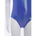 thumbnail image 6 of TSSOE Girls Glossy Dance Leotard and Shorts Set Sleeveless Criss-Cross Back Bodysuit Top + Shorts Scrunchies for Ballet Blue 7-8, 6 of 7