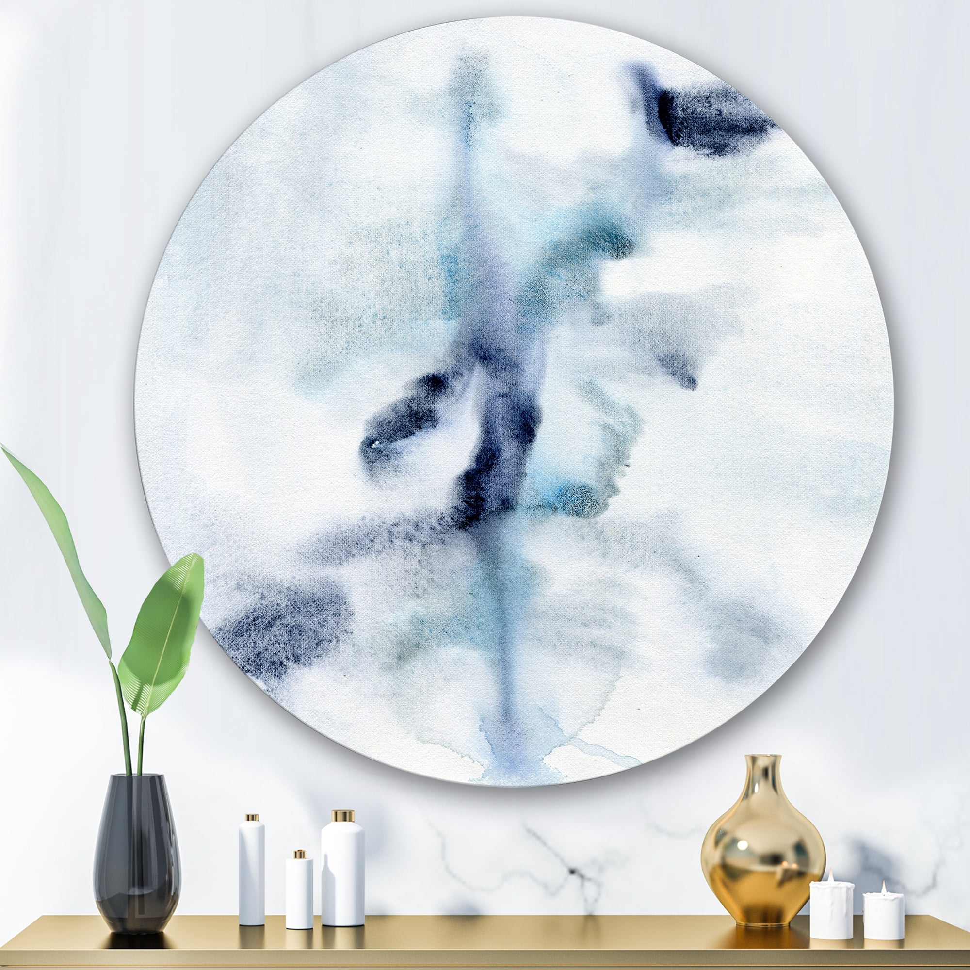 Designart 'Abstract Of Clouds Dark Blue Colored IV' Modern Circle Metal Wall Art 29x29 - Disc of 29
