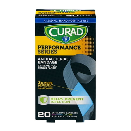 Curad Performance Series Antibacterial Bandages Extra Long 20ct