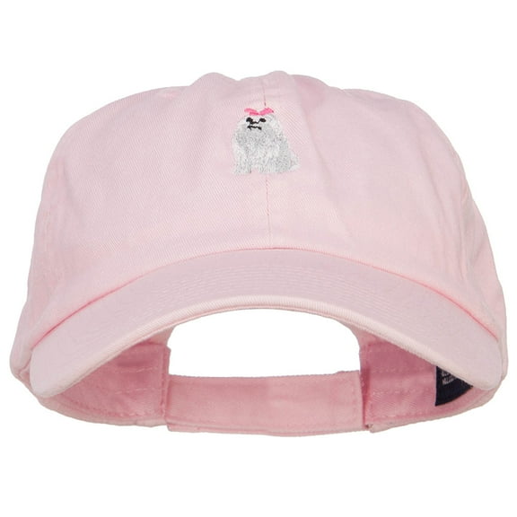 Maltese Dog Embroidered Low Cap - Pink OSFM