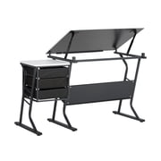 Studio Designs Eclipse Ultra Center/Drawing Table with Angle Adjustable Top, Storage Drawers with Stool 2 Piece Set