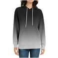 thumbnail image 3 of Women's Fashion Gradient Color Hoodies Long Sleeve Lightweight Pullover Drawstring Hood Tops with Kangaroo Pocket (L, Black), 3 of 6