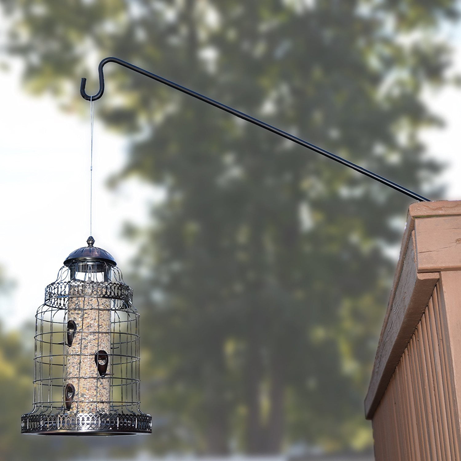 3 Inch Clamp Lanterns 49 Inch Pole for Bird Feeders Suet Baskets Planters Black Gray Bunny Heavy Duty Extended Reach Deck Hook Wind Chimes and More!