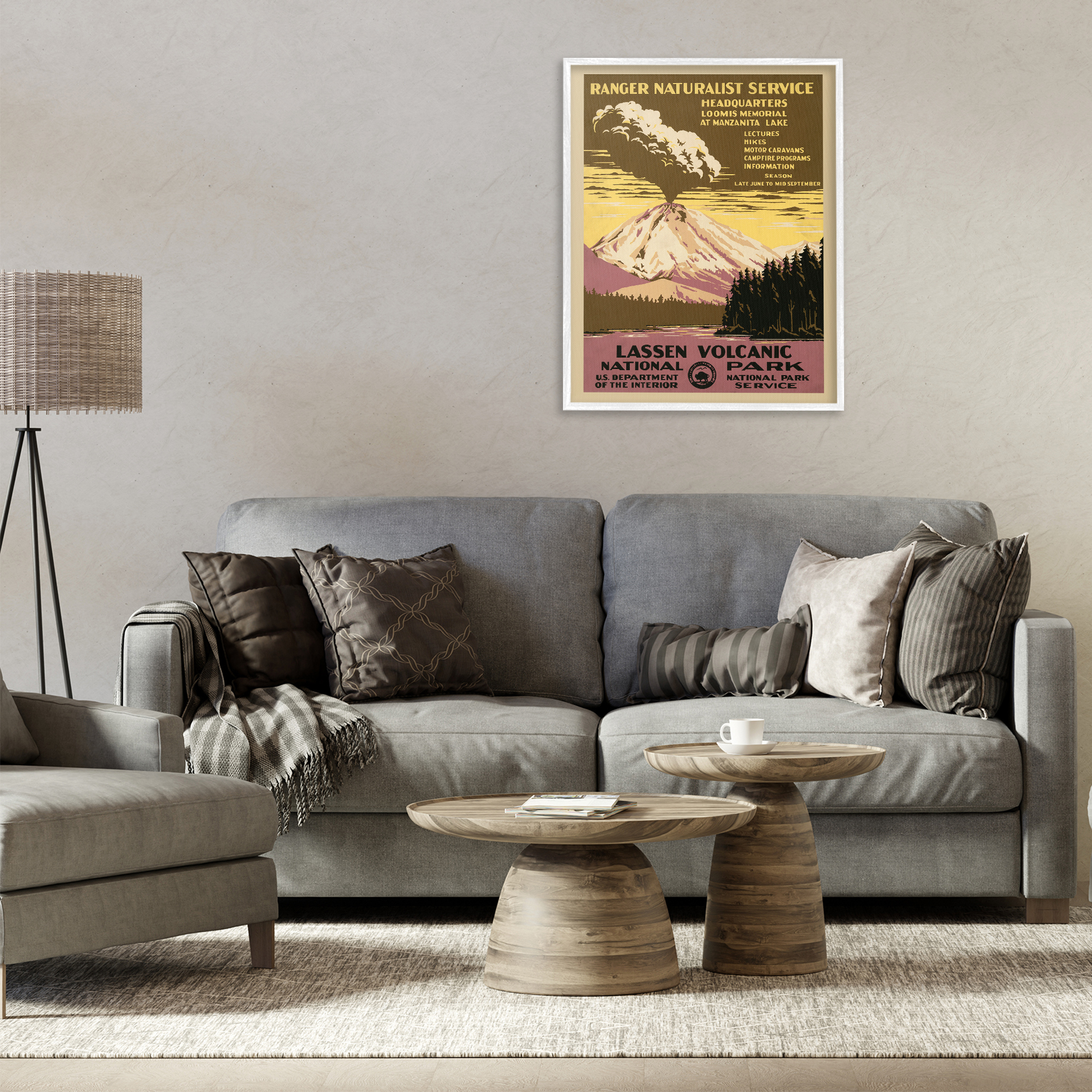 Stupell Industries Vintage National Park Landscape Painting White Framed Art Print Wall Art, 24 x 30