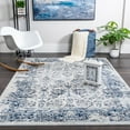 thumbnail image 1 of Soft Grey Navy Vintage Floral Design Area Rug, Faded Off White Flower Living Room Carpet, 1 of 8