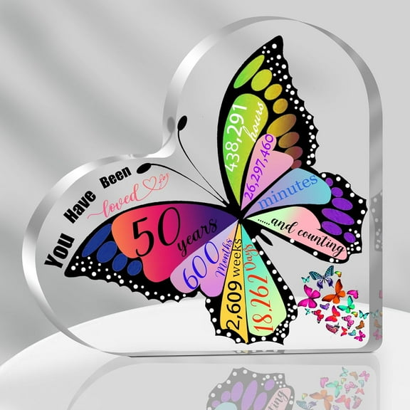50th Birthday Gifts for Women, 50 Year Old Gifts Acrylic Heart Keepsake 50th Birthday Presents Idea for Women Mom Wife Grandma Turning 50 Keepsake You Have Been Loved for 50 Years (50Years)