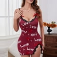 thumbnail image 6 of Tisuna Valentine Women'S Sexy Lace Nightdress Love Letter Print V Neck Onesie Slip Pajamas Fashion Funny Ladies Regular Fit Summer Nightgown Red Size L, 6 of 6