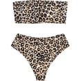 thumbnail image 2 of Women's Leopard Bandeau High Waisted Bathing Suit Bikini Set Swimsuit, 2 of 4