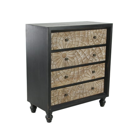 Decmode Traditional 34 X 30 Inch Wood And Iron Four Drawer Cabinet