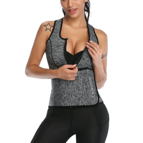 MISS MOLY Sweat Neoprene Sauna Suit Tank Top Vest with Adjustable Shaper Waist Trainer Belt
