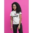 thumbnail image 2 of I Love K Pop Headphones Heart Graphic Women White T-Shirt, Female Large, 2 of 4