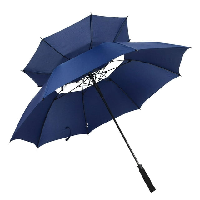 Lipstore Golf Umbrella Double Canopy Vented Umbrella Large Waterproof Sturdy Auto Open Navy