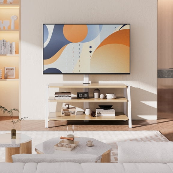 FITUEYES 2-in-1 TV Stand with Mount for 40-70 inch TVs,with Storage-Height Adjustable TV Console Stands & Cable Management,White