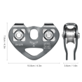 thumbnail image 3 of Professional Dual-Axle Twin Pulley for Climbing, Rescue & Aerial Work - 30kN Strength, Aluminum-Magnesium Alloy & Stainless Steel Construction - Fits 13mm Rope/12mm Cable - Grey, 276.6g Lightweight, 3 of 6