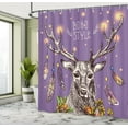 thumbnail image 5 of Ambesonne Boho Shower Curtain, Wild Rein Deer Hand Drawn, 69"Wx70"L, Purple, 5 of 5