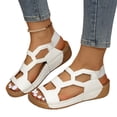 thumbnail image 2 of Domuza Women's Slip On Wedge Sandals 2026 Summer Comfortable Hollow Out Platform Sandals for Women Chunky Wedges Ankle Strap Open Toe Wide Width Casual Beach Sandal White 7（EU-38）, 2 of 4