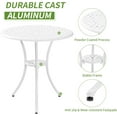 thumbnail image 4 of Bistro Set 3 Piece Outdoor All Weather Bistro Patio Sets, Cast Aluminum Bistro Table Set with Umbrella Hole, Patio Table and Chairs Set of 2 for Porch Garden, White, 4 of 6