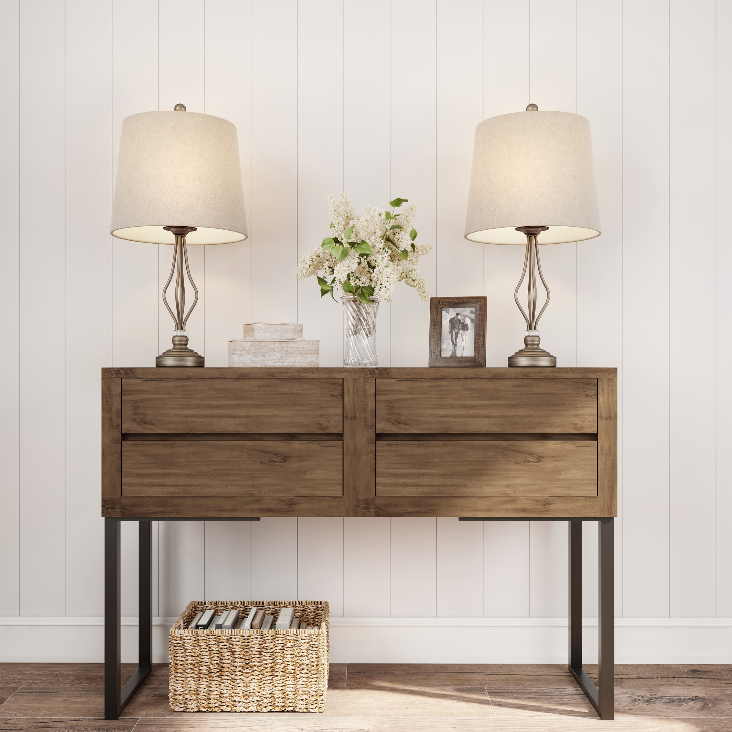 Lavish Home Table Lamps Matching Curved Openwork Steel Modern Lighting Set of 2