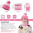 thumbnail image 3 of Kids Winter Hat Scarf Mittens Set - 3pcs Warm Knit Beanie Cap and Circle Scarf and Gloves with Fleece Lining for Children Girls, Pink, 3 of 7