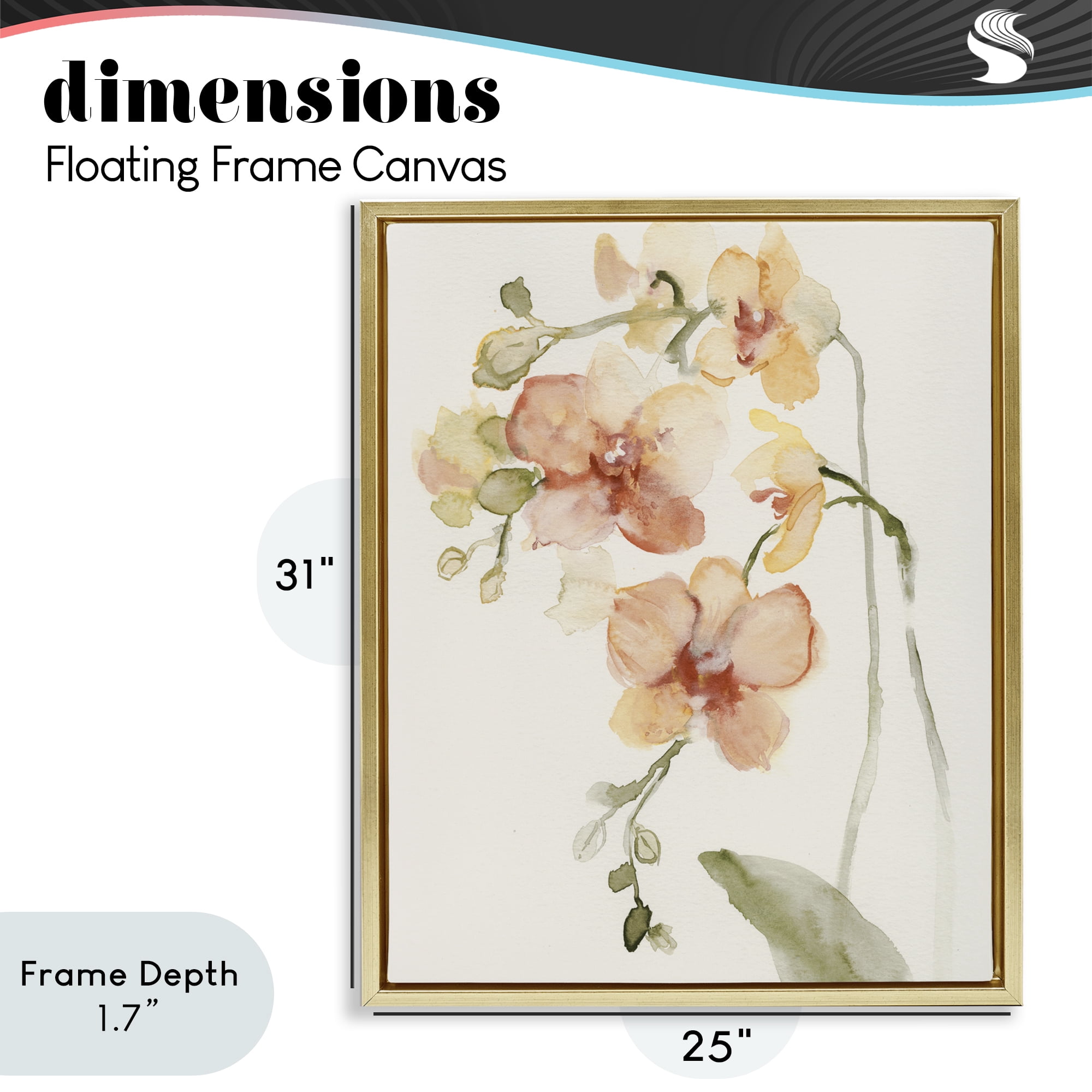 Stupell Industries Peach Orchid in Bloom Gold Framed Floater Canvas Wall Art, design by Victoria Barnes