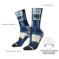 thumbnail image 4 of Fuzoiu Indigo Patchwork Quilt Print Athletic Crew Socks for Men & Women,Casual Crew Socks,Above Ankle Crew Socks for Business, Casual, 4 of 6