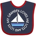 thumbnail image 3 of Inktastic My Grandpa Loves Me Grandson Sailboat Boys Baby Bib, 3 of 4