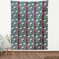 thumbnail image 4 of Birds Upholstery Fabric by the Yard, Funny Winged Animals Pattern on Vertical Striped Geometric Branches, Decorative Fabric for DIY and Home Accents, Plum Turquoise and Salmon by Ambesonne, 4 of 5