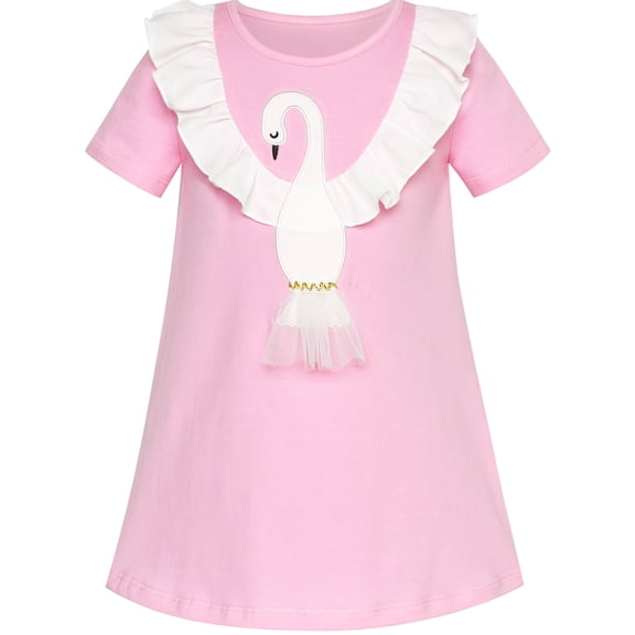 Girls Dress T-shirt Cotton Bird Embroidered Short Sleeve 2 Years