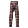 thumbnail image 5 of Pxiakgy jeans for men Men's Casual Plaid Print Party Suit Pants Stretch Feet Pants With Pockets Men Casual Pants Brown + L, 5 of 8