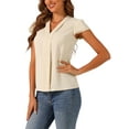 thumbnail image 4 of INSPIRE CHIC Women's Summer Office V-Neck Solid Color Casual Chiffon Ruffle Sleeve Blouse, 4 of 4