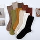 thumbnail image 3 of Calcetines de mujer de primavera de color liso con doble aguja, estilo japonés, calcetines apilados de tendencia de moda a rayas, 3 of 6