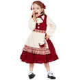 thumbnail image 2 of Favoffer Girls Oktoberfest Dress Little Red Riding German Bavarian Dirndl Dresses 4PC Dance Set (Top + Dress + Headscarf + Apron) 4-10Y, 2 of 6
