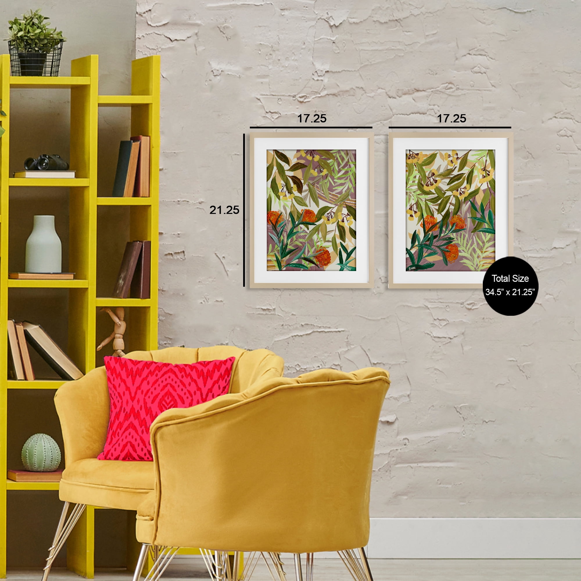 Stupell Industries Walk With Me Botanicals 2 Piece Birch Framed Print Under Glass Set, design by Dani Heyward