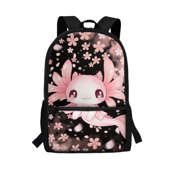 Yuyamidu Cute Axolotl Backpacks for Girls 8-10 Children Backpack Pink Cherry Blossom School Bag Kids Primary School Bookbag Preschool Book Bags with Adjustable Straps