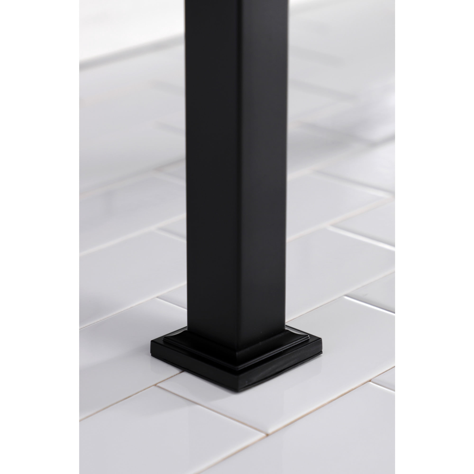 Kingston Brass KVPB37221Q0 Monarch 37" Ceramic Console Sink with Stainless Steel Legs (1-Hole), White/Matte Black
