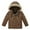 Brown, variant on Kids Winter Coats with Hooded Puffer Jacket Brown Jacket Zipper Long Sleeve Waterproof Boys Thicken Jacket Girl Jackets Size 7-8 Years