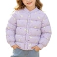 thumbnail image 2 of ITSAME Toddler Girls Lightweight Puffer Jacket Cute Print Keep Warm Quilted Snap Button Winter Coat Purple Size 7, 2 of 10