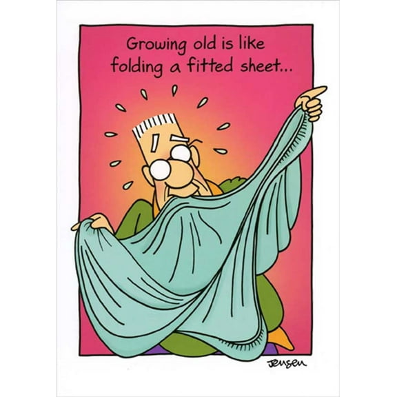 Oatmeal Studios Folding a Fitted Sheet Funny / Humorous Over the Hill Birthday Card