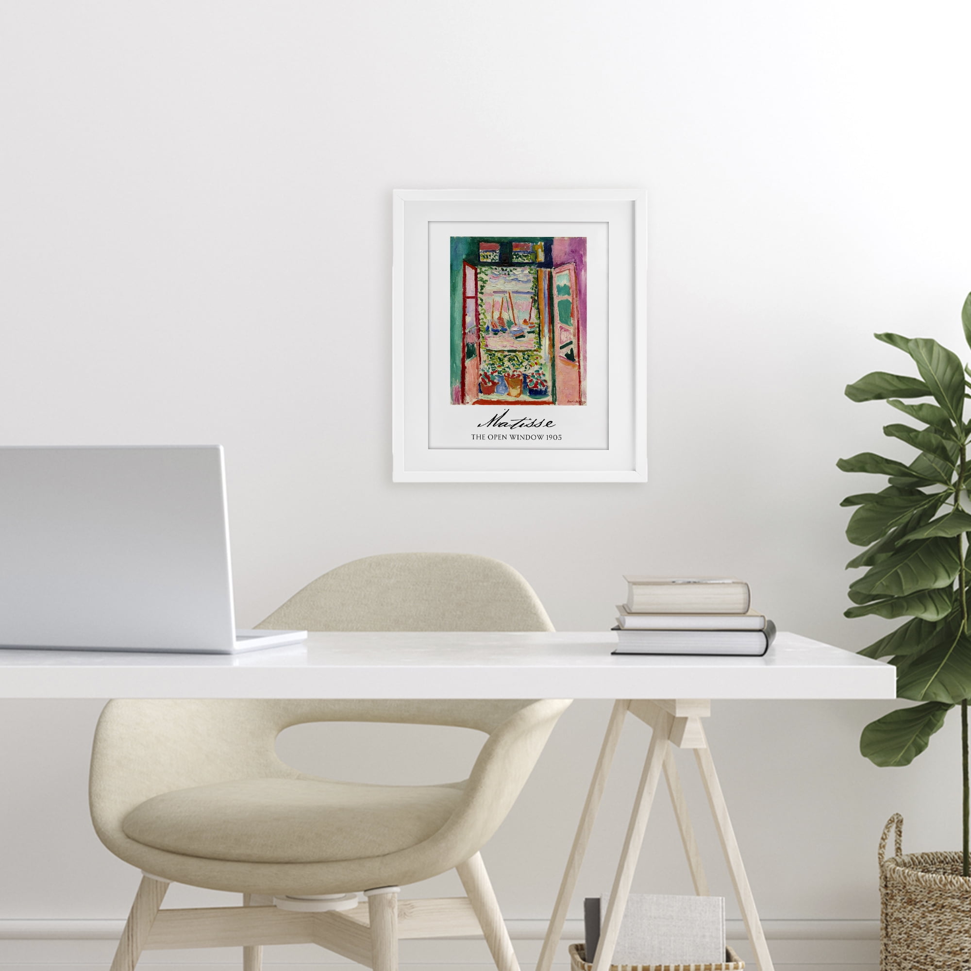 The Open Window Matisse White Framed Print Under Glass, design by Vintage Hustle