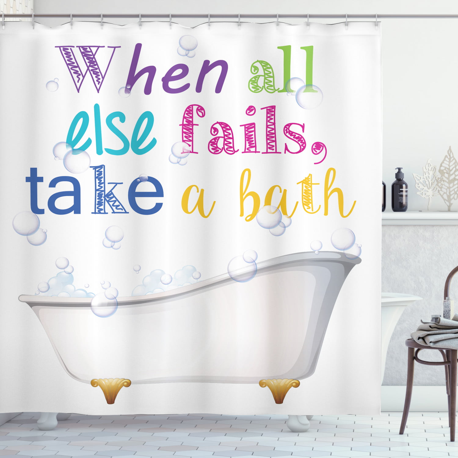 Today Quotes Print on Vintage Wood Fabric Shower Curtain Bathroom Waterproof 71" 
