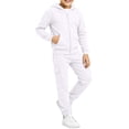 thumbnail image 5 of BRGZLK Kids 2 Piece Tracksuit Set 2026 Long Sleeve Solid Color Zip Up Hooded Sweatshirt and Elastic Waist Sweatpants Fleece Comfort Casual Sportswear Kids Fall Winter Clothes White 7-8 Years, 5 of 7