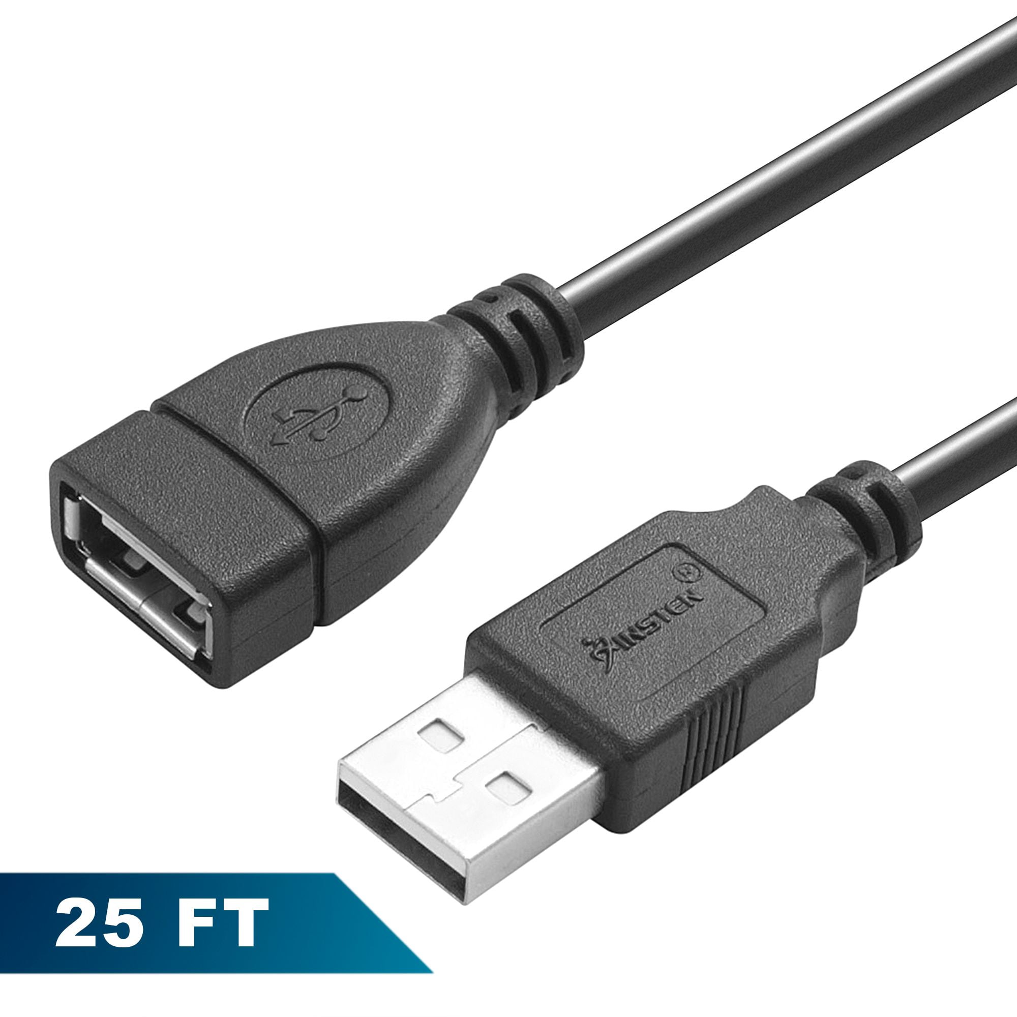 Insten 25 Ft Usb 2 0 Type A To A Extension Cable Male To Female Black Walmart Com Walmart Com