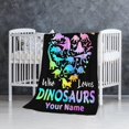 thumbnail image 3 of Just Girl Who Loves Dinosaurs Blanket Customized Text Gifts Plush Soft Fuzzy Lightweight Personalized Flannel Throw Blankets 40"x50" for Kids/Children Birthday Home Couch Sofa Bedroom, 3 of 6